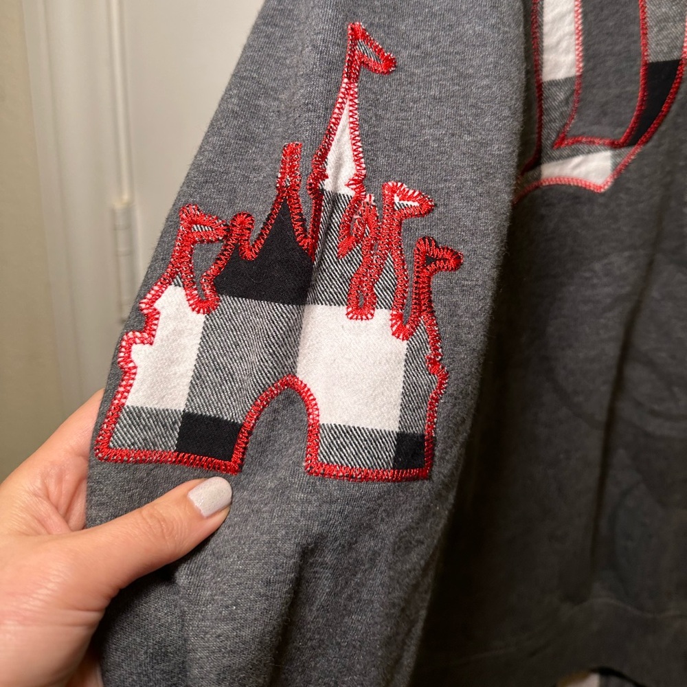 Like New Disneyland Mickey Mouse Buffalo Plaid Unisex Embroidered Sweater - Picture 4 of 13